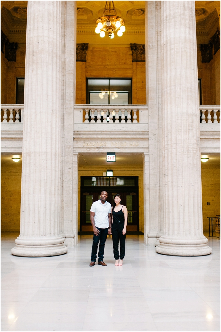 Patrick + Mimi Chicago Union Station Portraits Chicago Rooftop Architecture The Loop Portraits -24